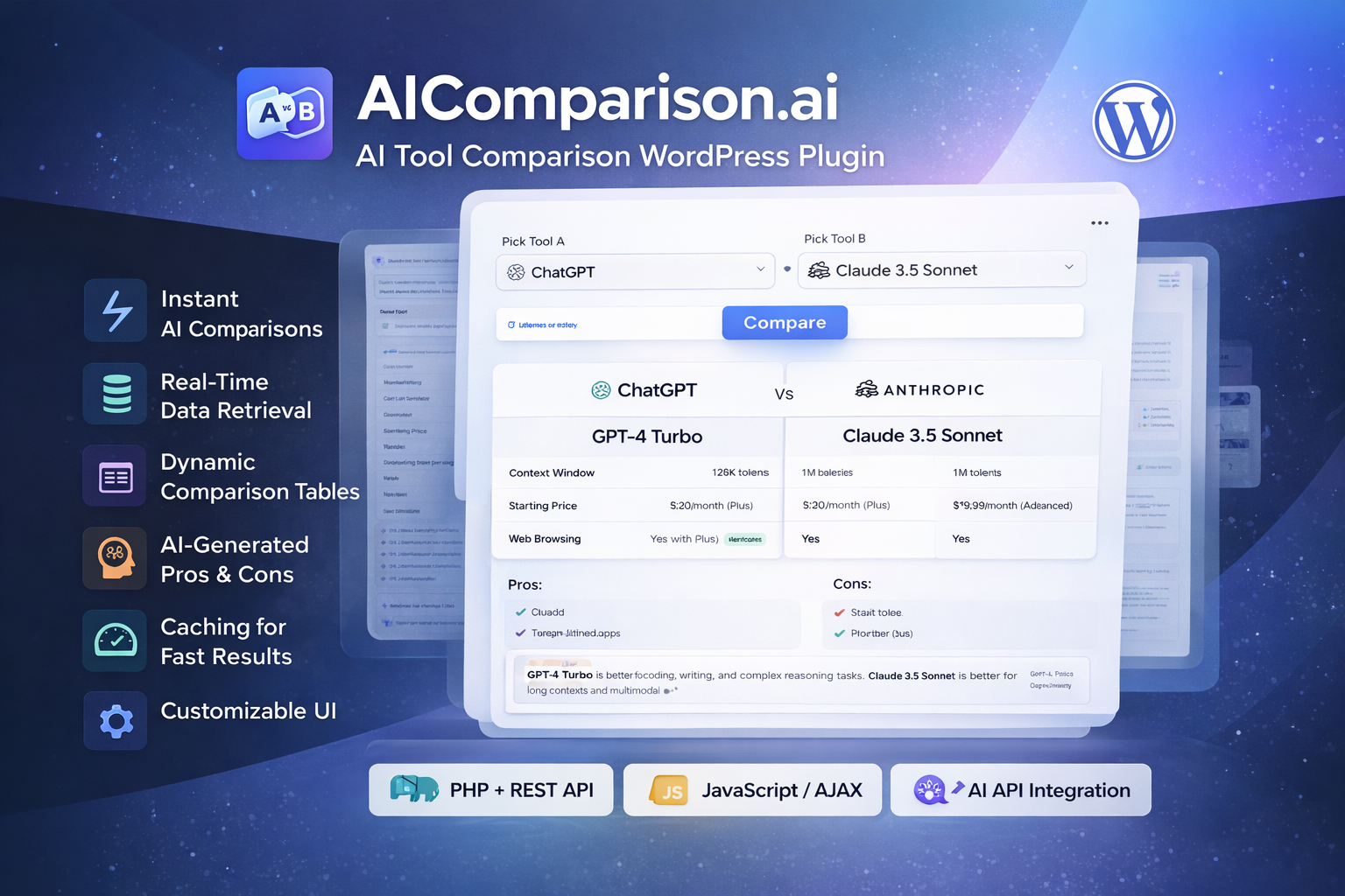 AIComparison.ai WordPress Plugin - Main Preview