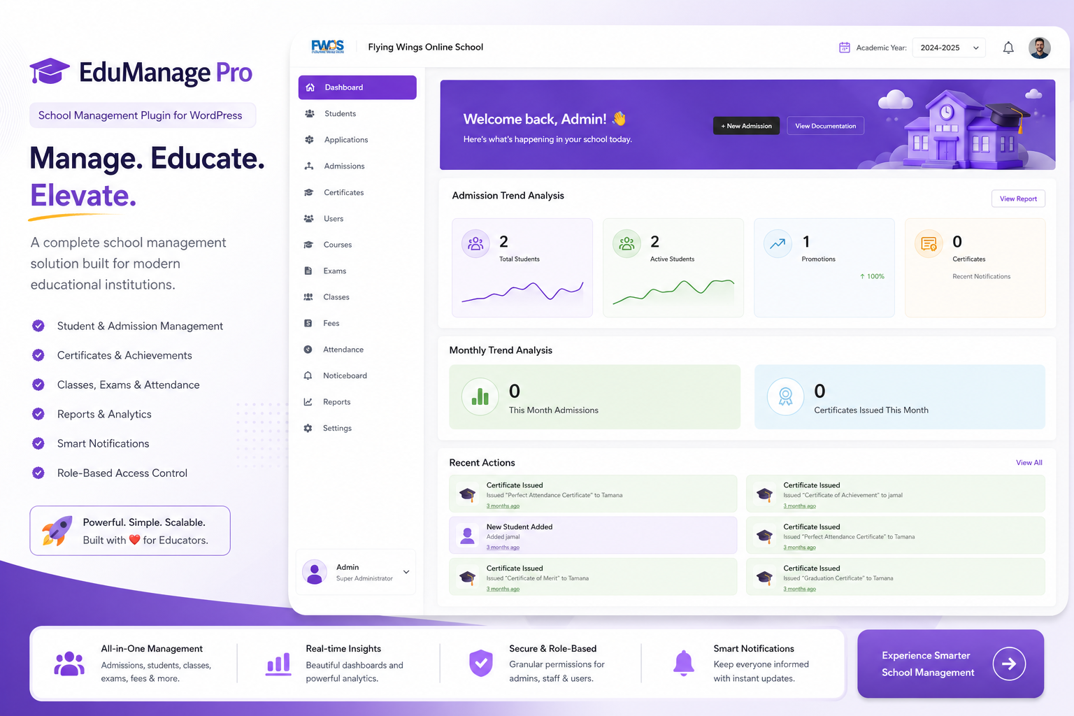 EduManage Pro WordPress Plugin